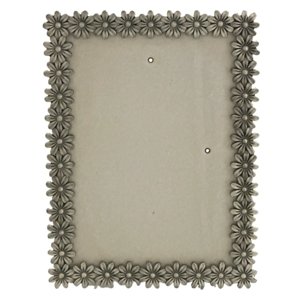 Silver Tone Daisy Floral Picture Frame 5x7 Decorative Cottage Style
